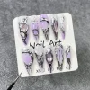 Sa1d1ef9b4c07484caff5f912c3fe46020-2.webp 10Pcs Sweet Cool Light Purple Long Fashion Nail Shiny Gradient Cat Eye False Nails Metallic Handmade Nail Spicy Girl Detachable