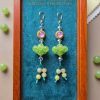 earrings jade 1 Handcrafted Gemstone Dangle Earrings – Green Jade & Pink Soft Rose