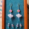 earrings pink stone 1 Handcrafted Gemstone Dangle Earrings – Green Jade & Pink Soft Rose