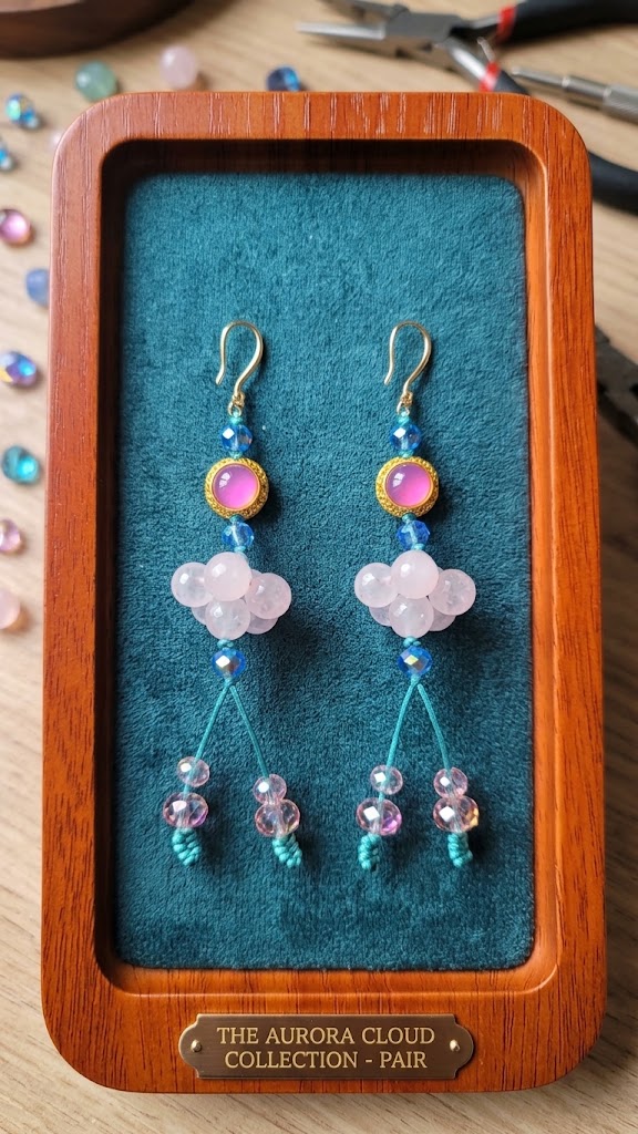 earrings pink stone 1 Handcrafted Gemstone Dangle Earrings – Green Jade & Pink Soft Rose