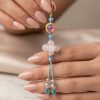 single earring pink modelled Handcrafted Gemstone Dangle Earrings – Green Jade & Pink Soft Rose