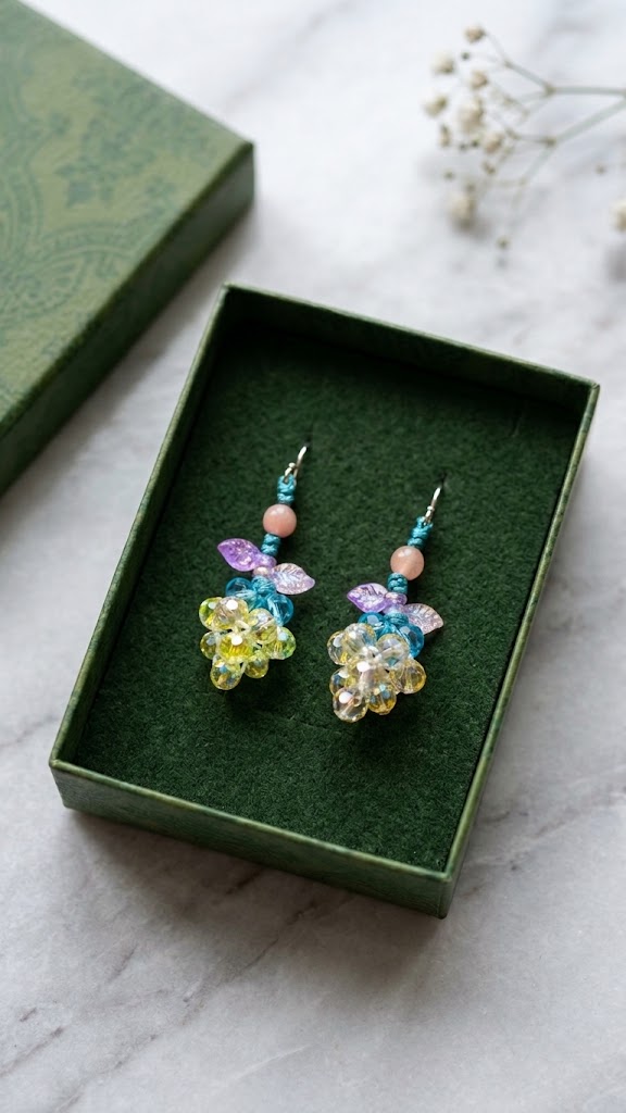 2104763e-c95f-40cc-aa57-25e0d9f25f4c Handcrafted Gemstone & Crystal Grape Drop Earrings