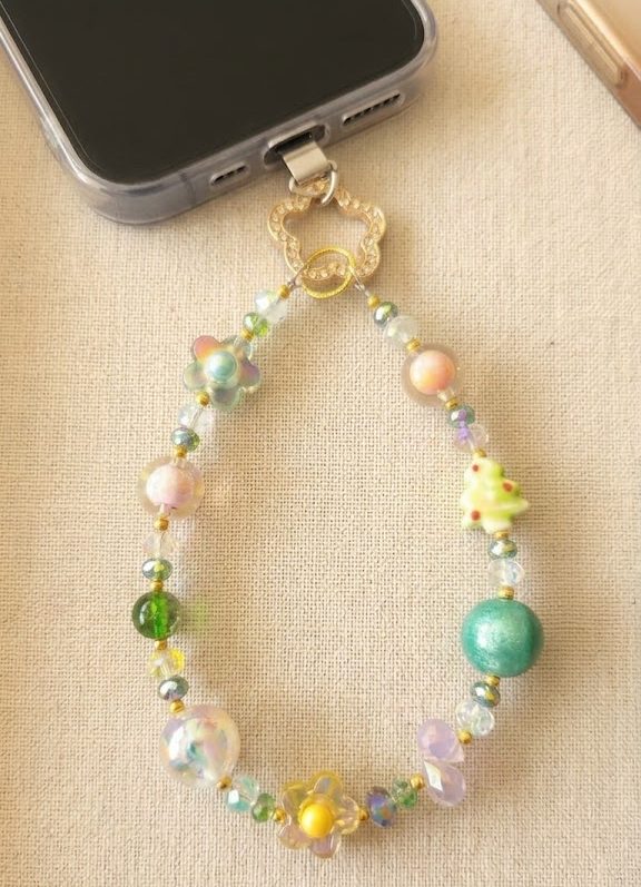 5bfc8378-0456-4920-8ce7-a27731963a1a Pastel Dream Handcrafted Crystal & Charm Phone Lanyard
