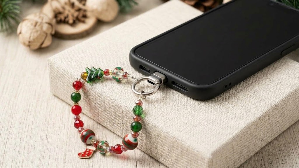 ac2a1c63-e503-40d5-9446-d9fb9ec2feef Classic Festive Crystal & Glass Charm Phone Wrist Lanyard