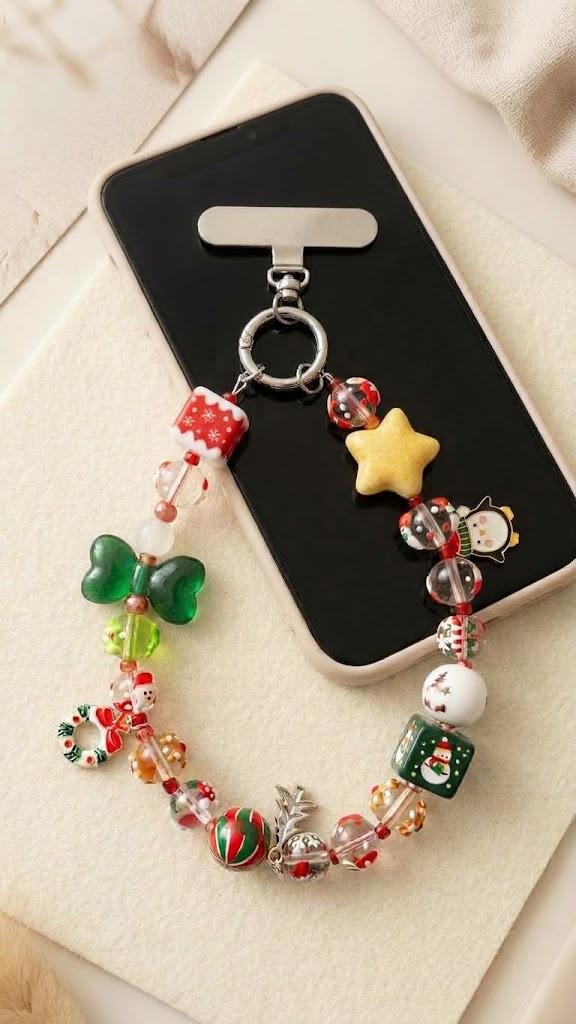 Handcrafted Festive Phone Charm & Wrist Strap