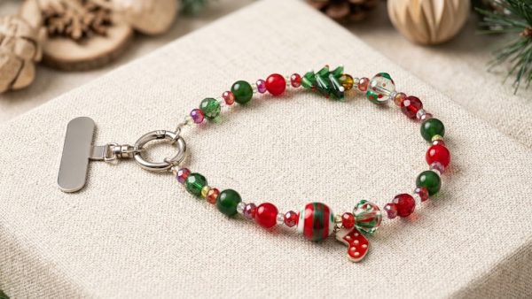 ee0156ea-2f35-47eb-b76f-189a393a0383 Classic Festive Crystal & Glass Charm Phone Wrist Lanyard