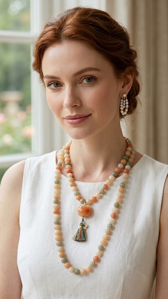 Honey Jade & Carved Bodhi Cat Necklace